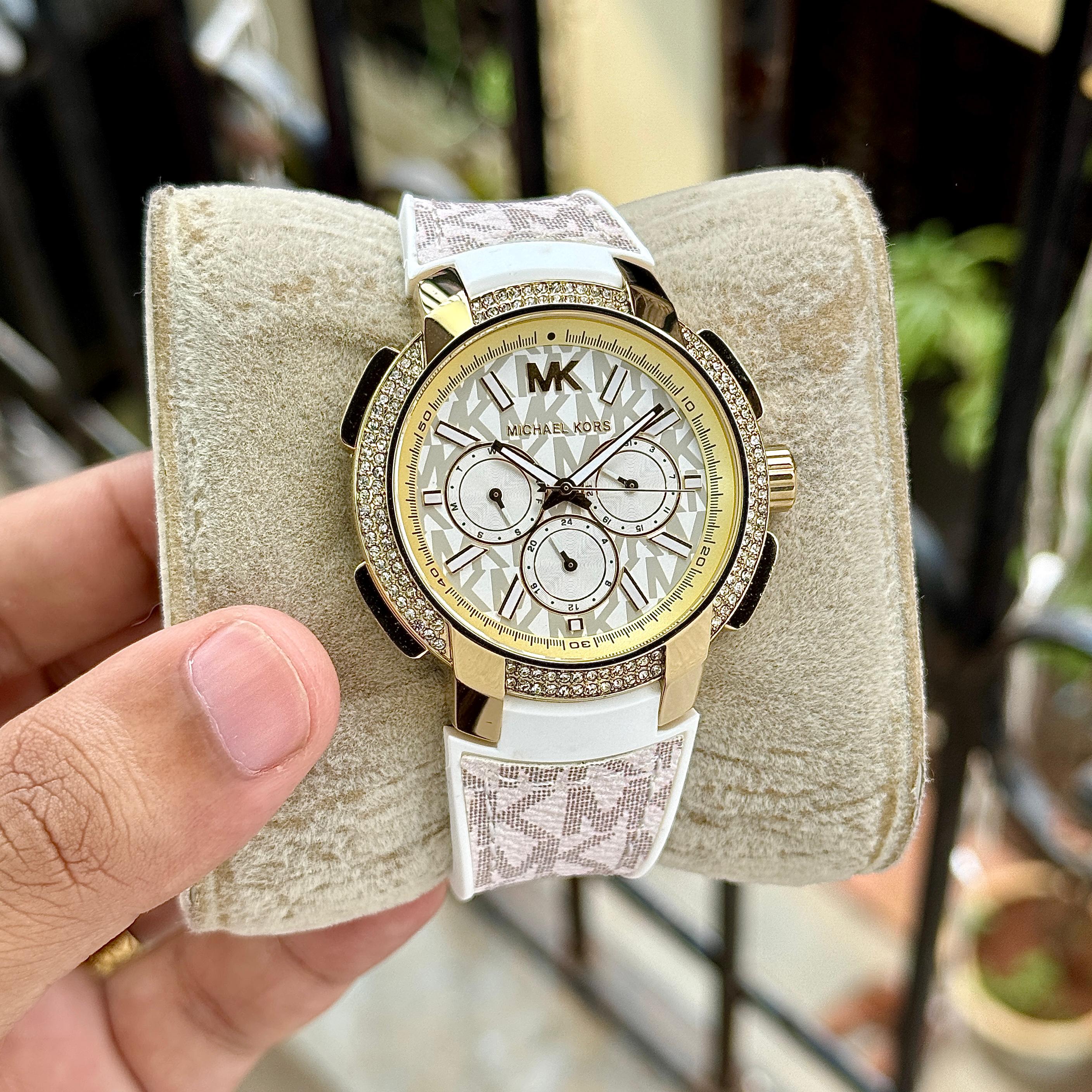 Michael Kors  – Oversized Sydney Pavé Gold-Tone Watch